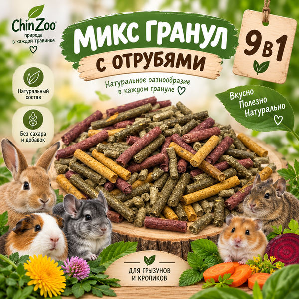 Микс гранул с отрубями 9в1 – chinzoo.ru