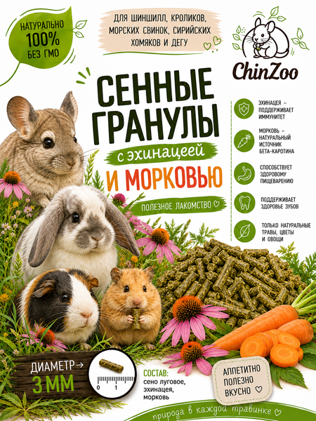 Гранулированное сено с эхинацеей и морковью – chinzoo.ru
